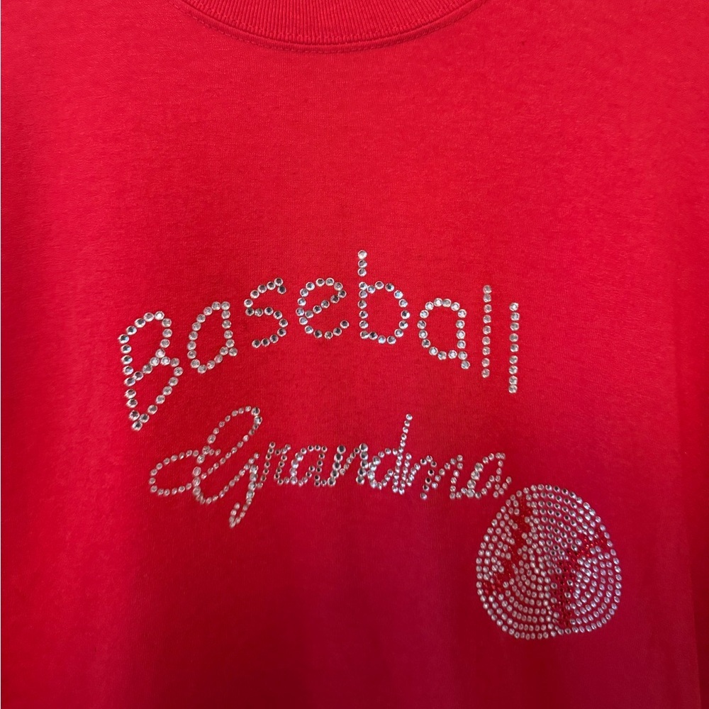 Jerzees Rare Vintage Bedazzled Baseball Grandma T-Shirt - Picture 3 of 4